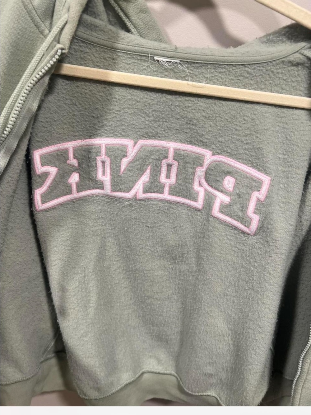 Y2K Victoria’s Secret PINK sage green hoodie full zip athleisure S/M - Picture 4 of 7